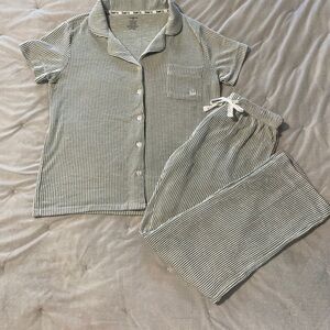 (NWOT) Born Green Striped Pajama 2 PC Set